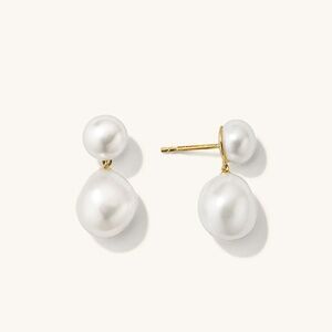 Mejuri Gold and White Pearl Earrings